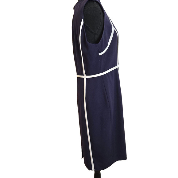 Calvin Klein Women's Career Navy Round Neck Sleeveless Sheath Dress Size 14 - Picture 4 of 6